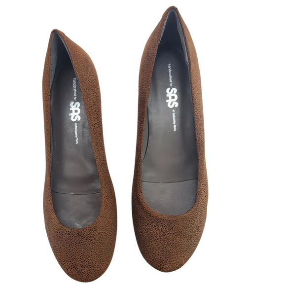 SAS Brown Lacey Slip On Loafers Womens 9W - Picture 1 of 9